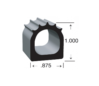 D-shaped EPDM Sponge Rubber Seal, with a height of 1.00″ and a width of .875″.