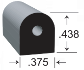 D-shaped EPDM Sponge Rubber Seal, with a height of .438 and a width of .375.